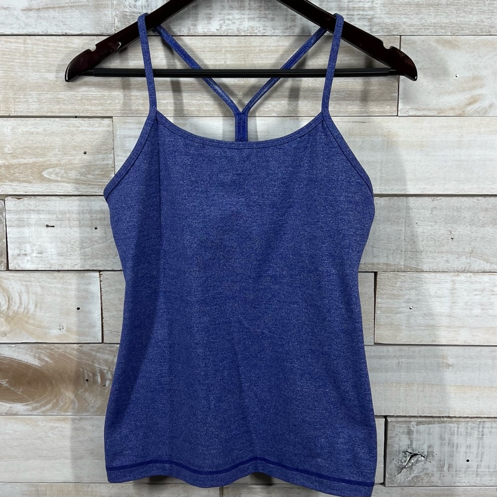 Lululemon Powe Y Tank‎ Womens 8 Purple Heathered Shelf Bra Stetch Yoga Running